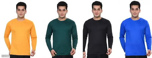 Stylish Fancy Polycotton Solid Round Neck T-Shirts For Men Pack Of 4