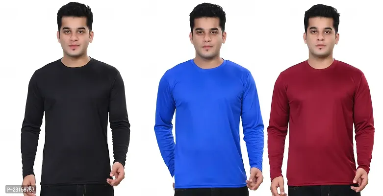 Stylish Fancy Polycotton Solid Round Neck T-Shirts For Men Pack Of 3