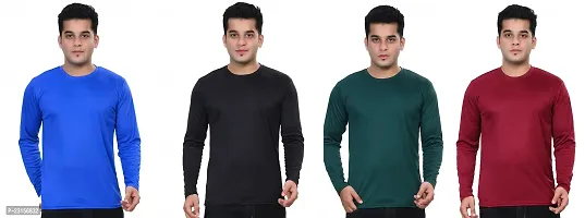 Stylish Fancy Polycotton Solid Round Neck T-Shirts For Men Pack Of 4-thumb0