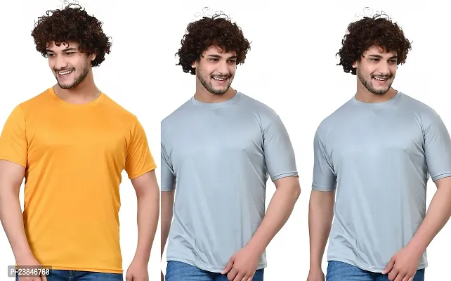 Comfortable Multicoloured Polycotton T-Shirt For Men Pack Of 3