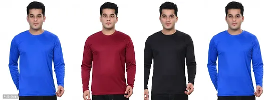 Stylish Fancy Polycotton Solid Round Neck T-Shirts For Men Pack Of 4