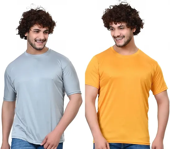 Comfortable Multicoloured Polycotton T-Shirt For Men Pack Of 2