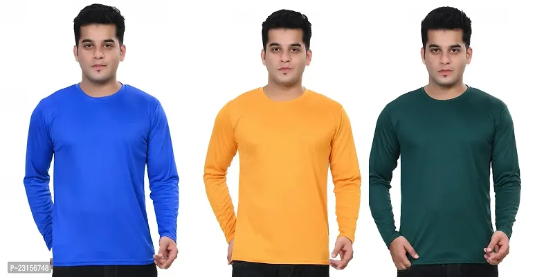 Stylish Fancy Polycotton Solid Round Neck T-Shirts For Men Pack Of 3