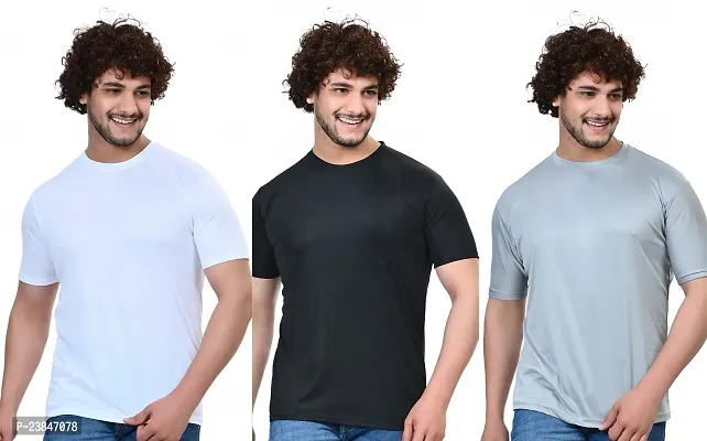 Comfortable Multicoloured Polycotton T-Shirt For Men Pack Of 3