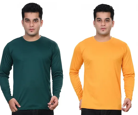 Stylish Polycotton Solid Round Neck T-Shirt For Men Pack Of 2