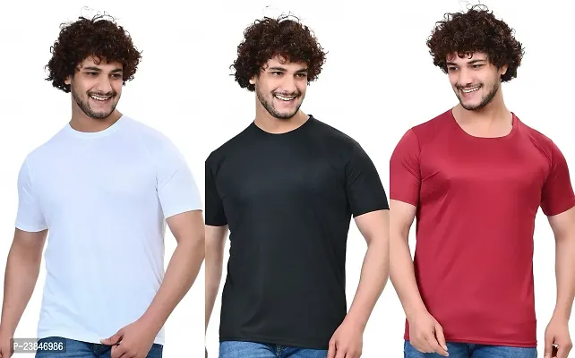 Comfortable Multicoloured Polycotton T-Shirt For Men Pack Of 3