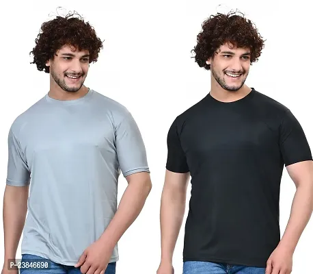 Comfortable Multicoloured Polycotton T-Shirt For Men Pack Of 2-thumb0