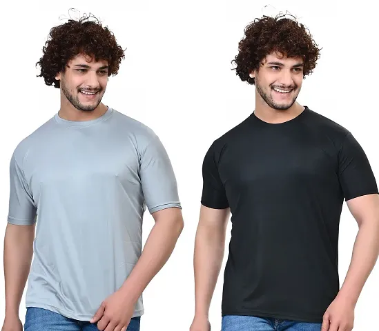 Stylish Solid Polycotton T-Shirt For Men Pack Of 2