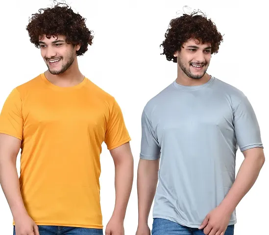 Stylish Solid Polycotton T-Shirt For Men Pack Of 2