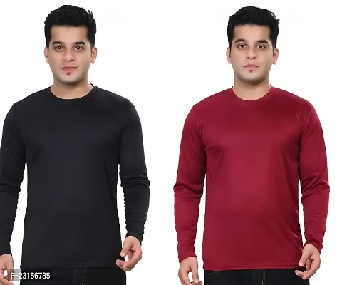 Stylish Fancy Polycotton Solid Round Neck T-Shirts For Men Pack Of 2