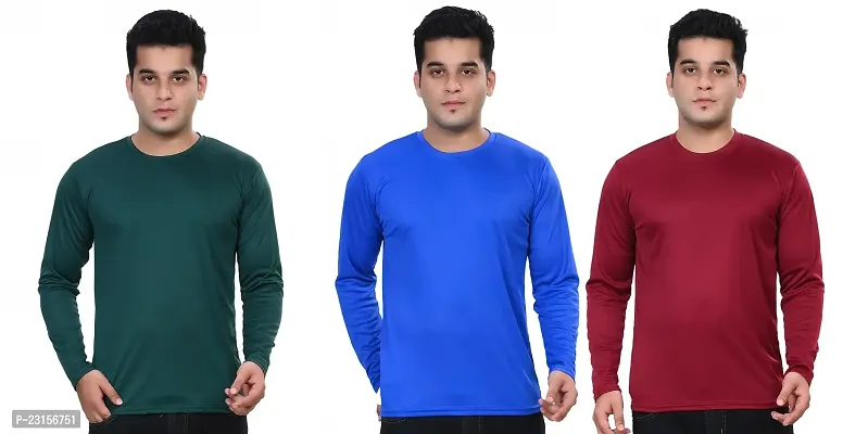 Stylish Fancy Polycotton Solid Round Neck T-Shirts For Men Pack Of 3-thumb0