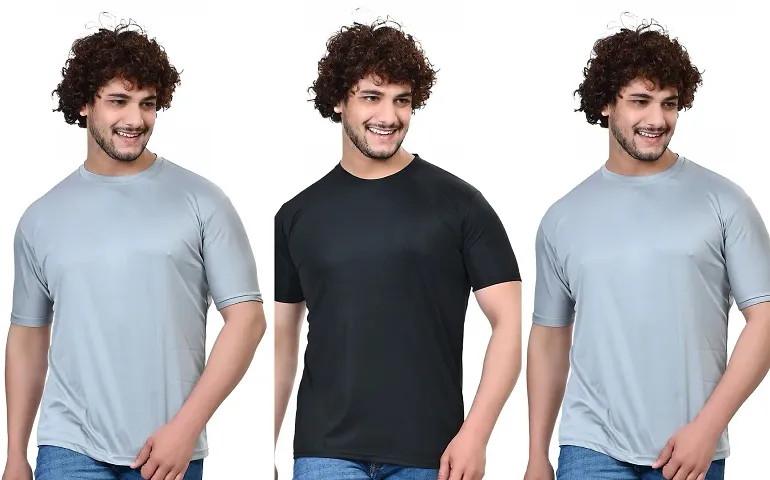 Trendy Latest Solid Round Neck T-Shirt For Men Pack Of 3