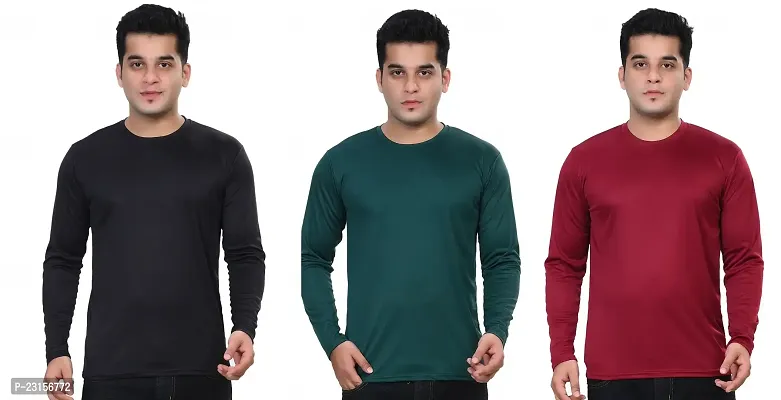 Stylish Fancy Polycotton Solid Round Neck T-Shirts For Men Pack Of 3-thumb0