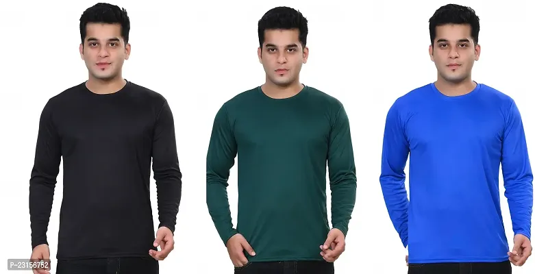 Stylish Fancy Polycotton Solid Round Neck T-Shirts For Men Pack Of 3-thumb0