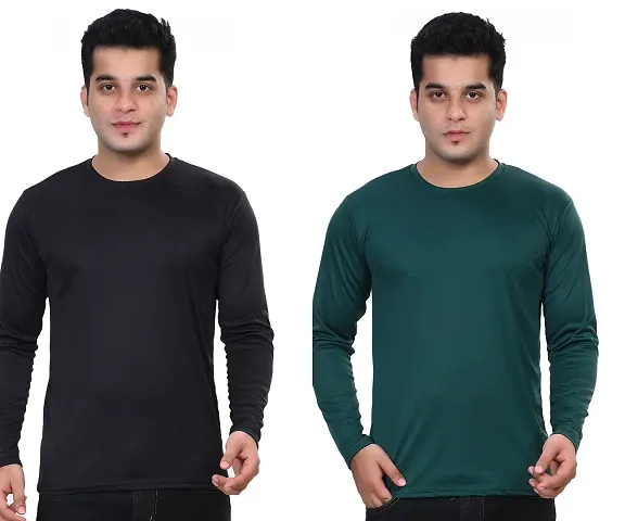 Fancy Polycotton Solid Round Neck T-Shirt For Men Pack Of 2