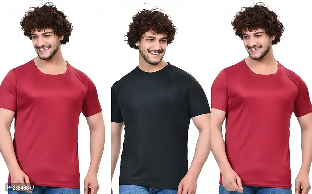 Comfortable Multicoloured Polycotton T-Shirt For Men Pack Of 3