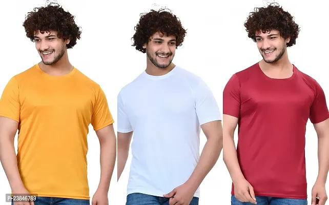 Comfortable Multicoloured Polycotton T-Shirt For Men Pack Of 3