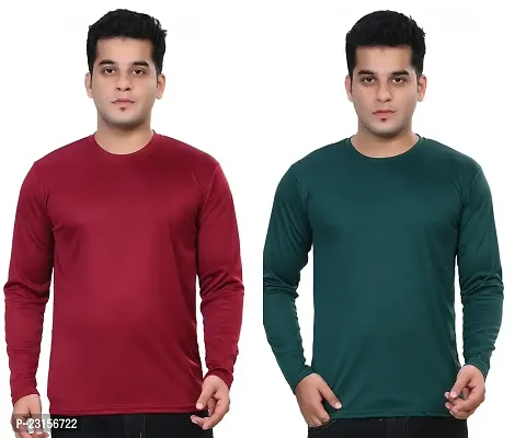 Stylish Fancy Polycotton Solid Round Neck T-Shirts For Men Pack Of 2-thumb0