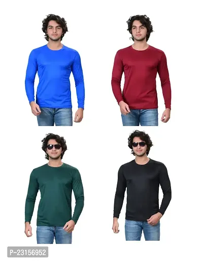 Stylish Fancy Polycotton Solid Round Neck T-Shirts For Men Pack Of 4