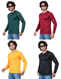 Stylish Fancy Polycotton Solid Round Neck T-Shirts For Men Pack Of 4-thumb1