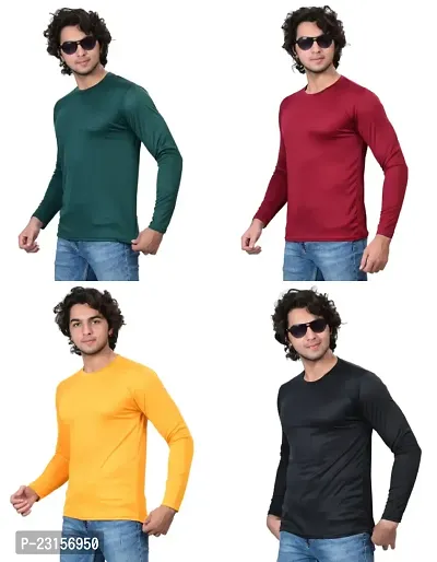 Stylish Fancy Polycotton Solid Round Neck T-Shirts For Men Pack Of 4-thumb2