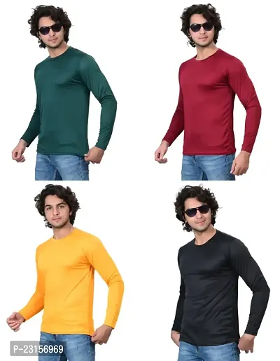 Stylish Fancy Polycotton Solid Round Neck T-Shirts For Men Pack Of 4-thumb3