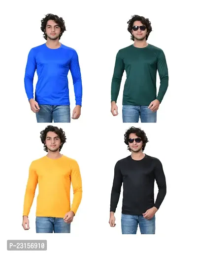 Stylish Fancy Polycotton Solid Round Neck T-Shirts For Men Pack Of 4