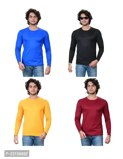 Stylish Fancy Polycotton Solid Round Neck T-Shirts For Men Pack Of 4