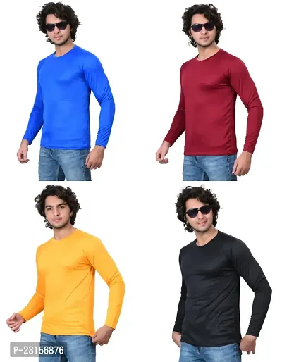 Stylish Fancy Polycotton Solid Round Neck T-Shirts For Men Pack Of 4-thumb4