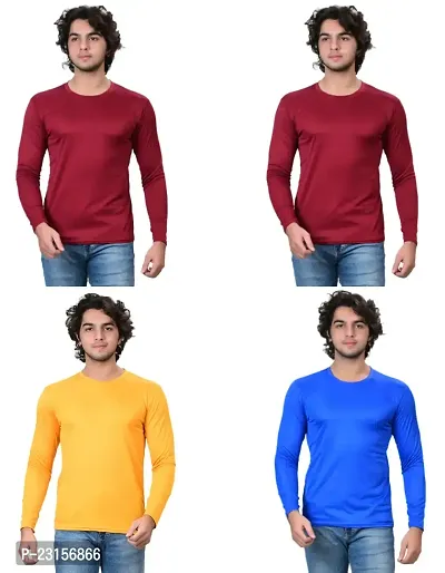 Stylish Fancy Polycotton Solid Round Neck T-Shirts For Men Pack Of 4-thumb0