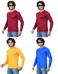 Stylish Fancy Polycotton Solid Round Neck T-Shirts For Men Pack Of 4-thumb1