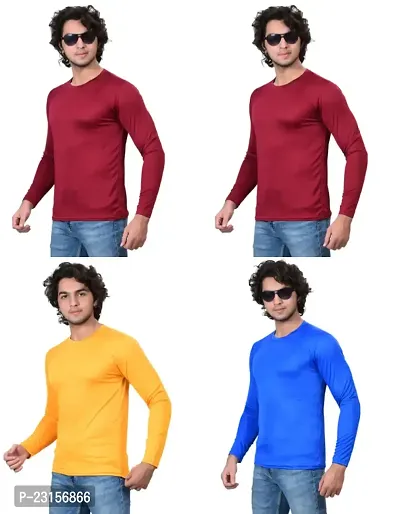 Stylish Fancy Polycotton Solid Round Neck T-Shirts For Men Pack Of 4-thumb2