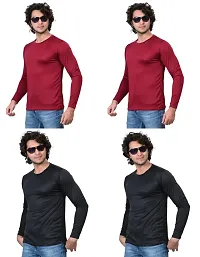 Stylish Fancy Polycotton Solid Round Neck T-Shirts For Men Pack Of 4-thumb1