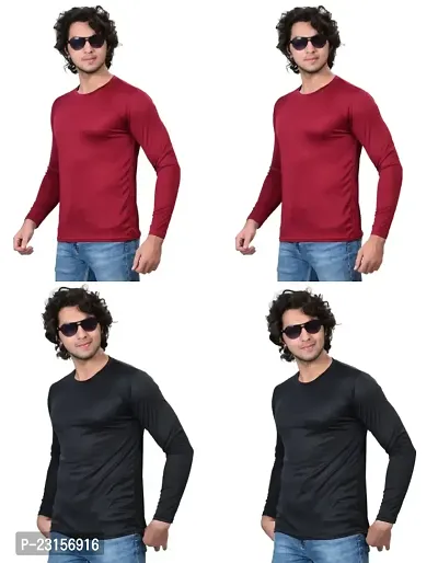 Stylish Fancy Polycotton Solid Round Neck T-Shirts For Men Pack Of 4-thumb2