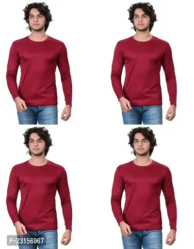 Stylish Fancy Polycotton Solid Round Neck T-Shirts For Men Pack Of 4