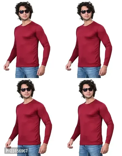 Stylish Fancy Polycotton Solid Round Neck T-Shirts For Men Pack Of 4-thumb2