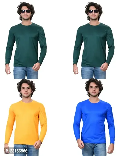 Stylish Fancy Polycotton Solid Round Neck T-Shirts For Men Pack Of 4-thumb0