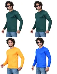 Stylish Fancy Polycotton Solid Round Neck T-Shirts For Men Pack Of 4-thumb1