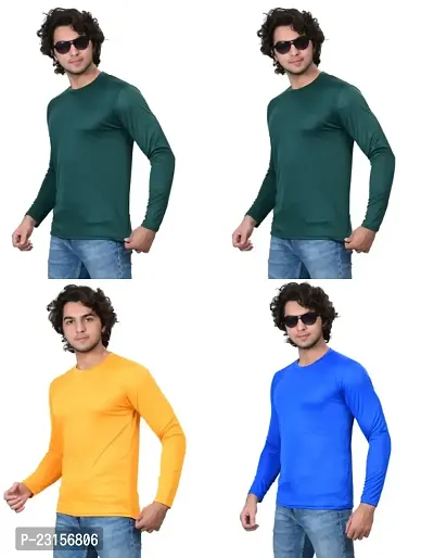 Stylish Fancy Polycotton Solid Round Neck T-Shirts For Men Pack Of 4-thumb2