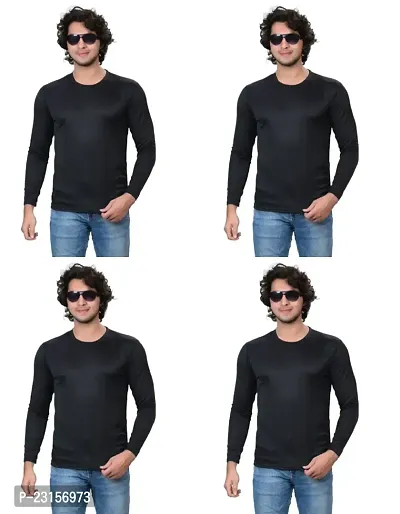 Stylish Fancy Polycotton Solid Round Neck T-Shirts For Men Pack Of 4