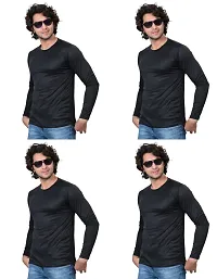 Stylish Fancy Polycotton Solid Round Neck T-Shirts For Men Pack Of 4-thumb1