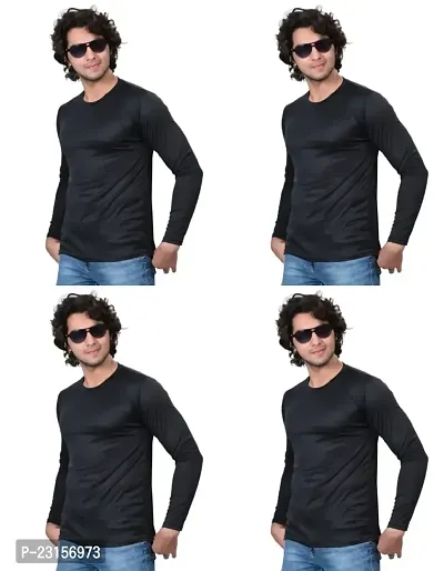 Stylish Fancy Polycotton Solid Round Neck T-Shirts For Men Pack Of 4-thumb2