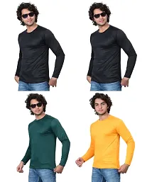 Stylish Fancy Polycotton Solid Round Neck T-Shirts For Men Pack Of 4-thumb1