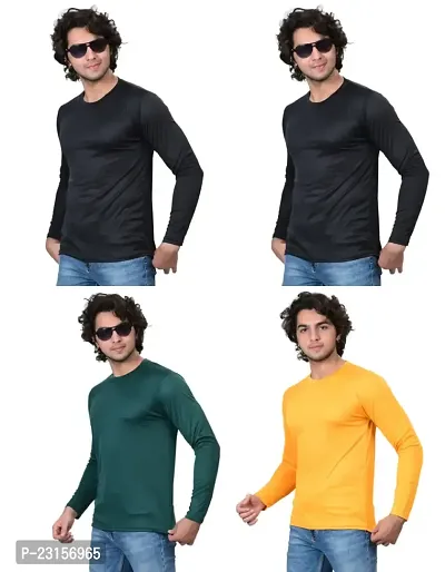 Stylish Fancy Polycotton Solid Round Neck T-Shirts For Men Pack Of 4-thumb2