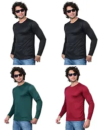 Stylish Fancy Polycotton Solid Round Neck T-Shirts For Men Pack Of 4-thumb2