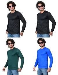 Stylish Fancy Polycotton Solid Round Neck T-Shirts For Men Pack Of 4-thumb2