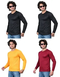 Stylish Fancy Polycotton Solid Round Neck T-Shirts For Men Pack Of 4-thumb2