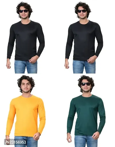 Stylish Fancy Polycotton Solid Round Neck T-Shirts For Men Pack Of 4-thumb0