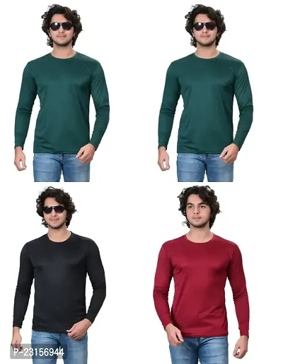 Stylish Fancy Polycotton Solid Round Neck T-Shirts For Men Pack Of 4-thumb0