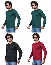 Stylish Fancy Polycotton Solid Round Neck T-Shirts For Men Pack Of 4-thumb2